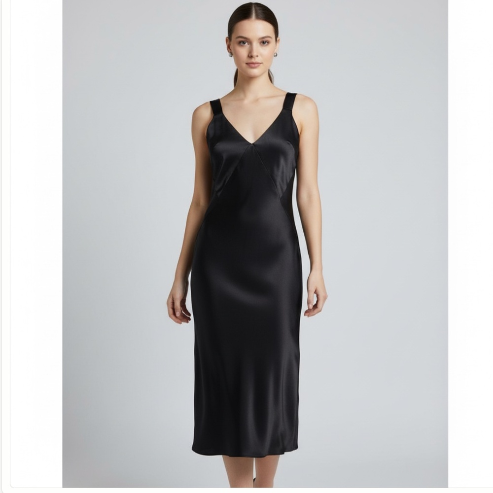 H&M Black Classic Intimate Style‎ Babydoll Fairy Event Slip Midi Dress, Size 8